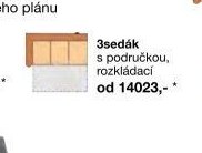 3sedák s područkou, rozkládací