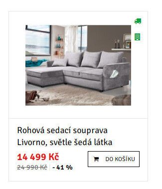Rohová sedací souprava Livorno, světle šedá látka