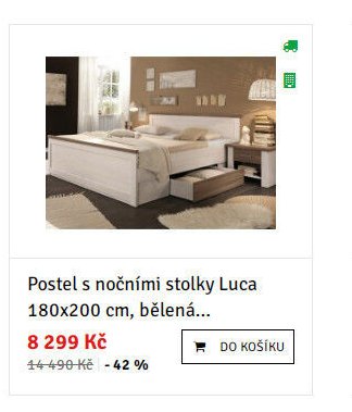 Postel s nočními stolky Luca 180x200 cm, bělená...