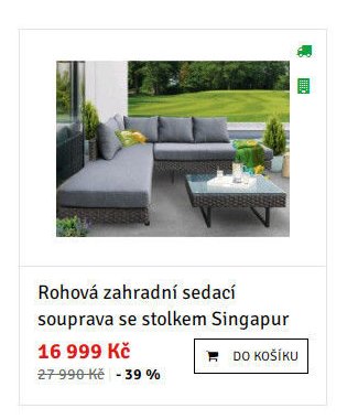 Rohová zahradní sedací souprava se stolkem Singapur
