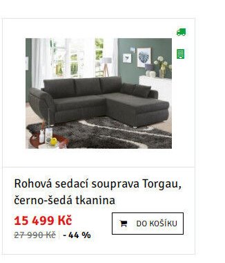 Rohová sedací souprava Torgau, černo-šedá tkanina