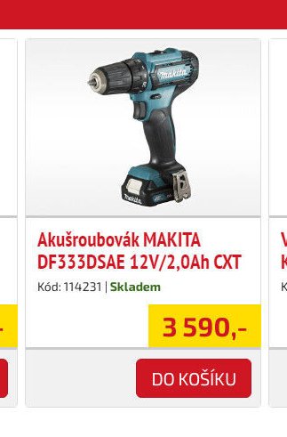 Akušroubovák MAKITA DF333DSAE 12V/2,0Ah CXT