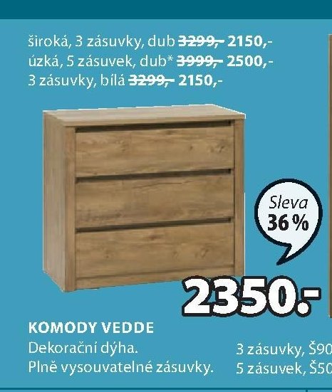 KOMODY VEDDE, 3 zásuvky