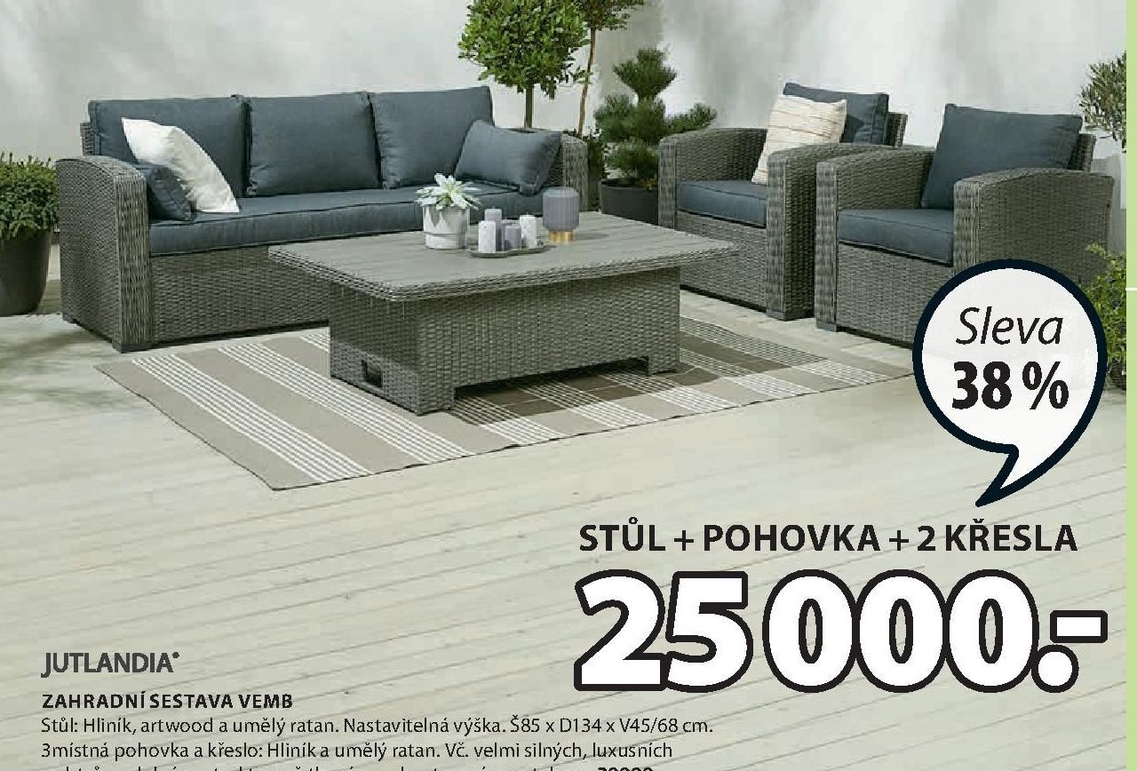 Zahradní sestava VEMB (stůl + pohovka + 2 křesla)