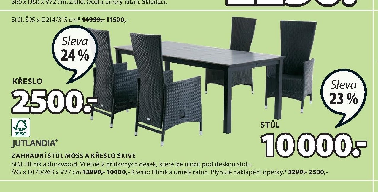 ZAHRADNÍ STŮL MOSS A KŘESLO SKIVE