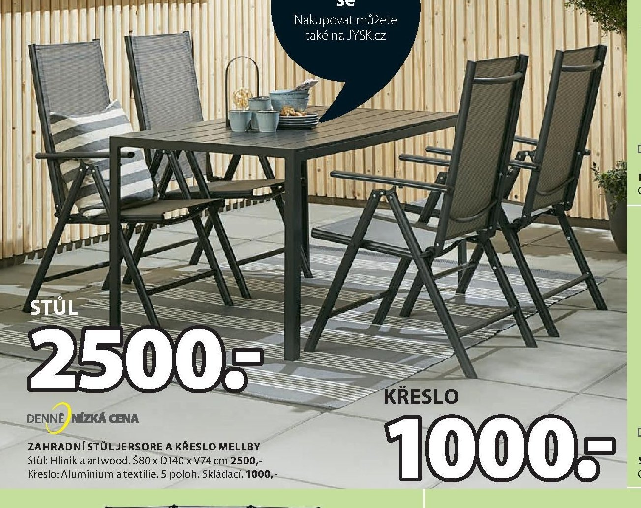 ZAHRADNÍ STŮL JERSORE A KŘESLO MELLBY