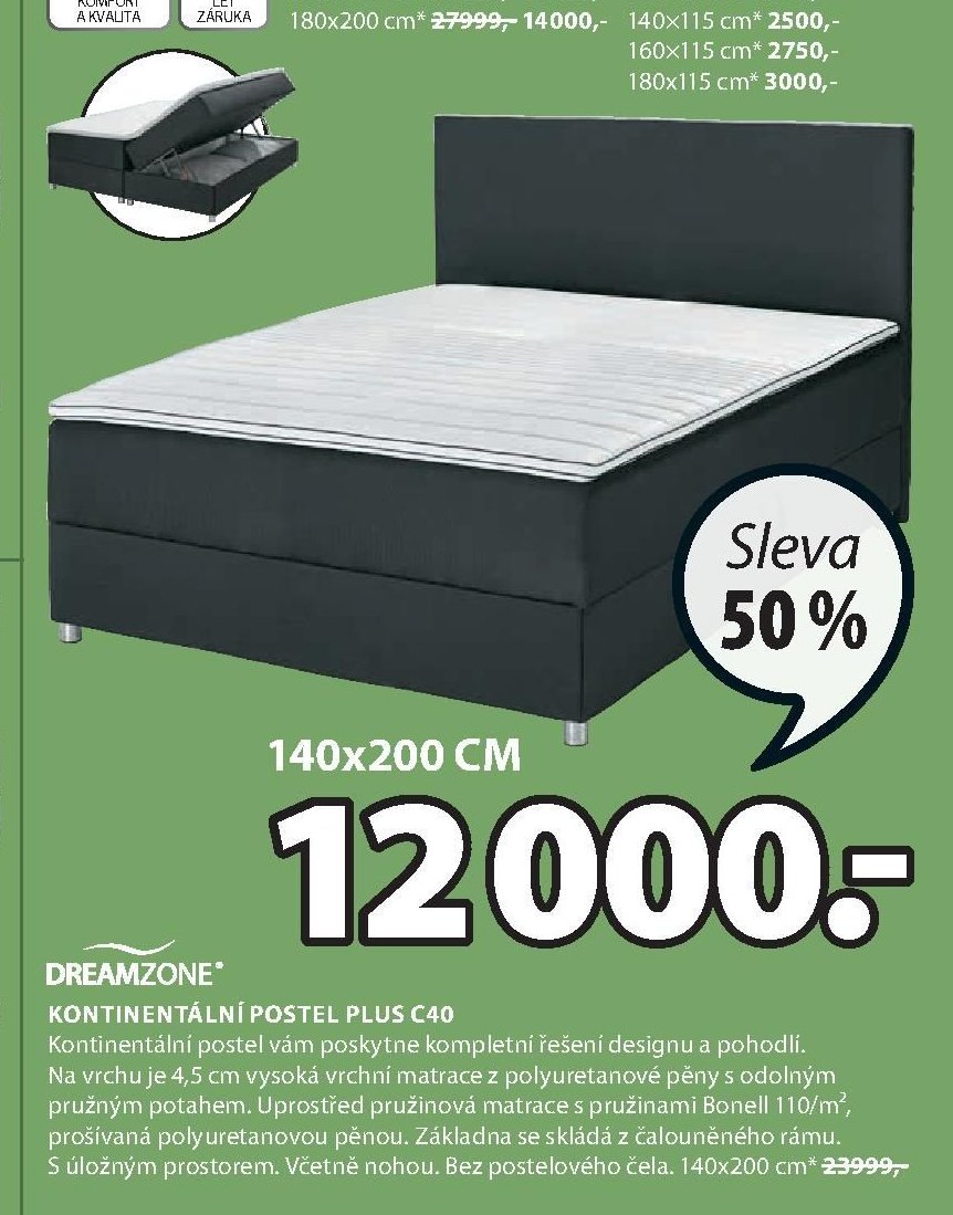 Kontinentální postel PLUS C40