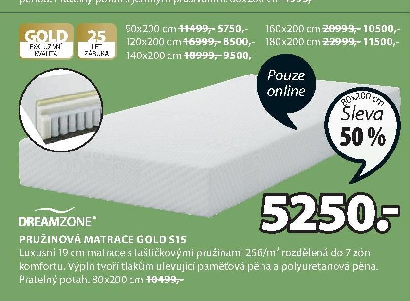 Pružinová matrace GOLD S15