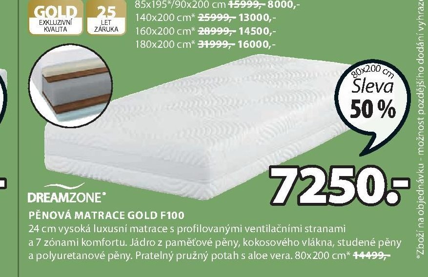 Pěnová matrace GOLD F100