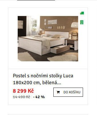 Postel s nočními stolky Luca 180x200 cm, bělená...