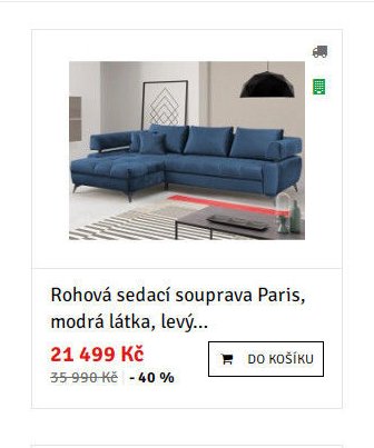 Rohová sedací souprava Paris, modrá látka, levý...