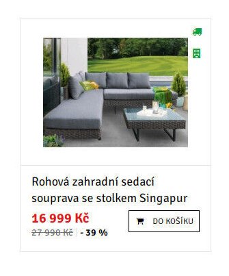 Rohová zahradní sedací souprava se stolkem Singapur