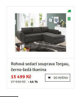 Rohová sedací souprava Torgau, černo-šedá tkanina