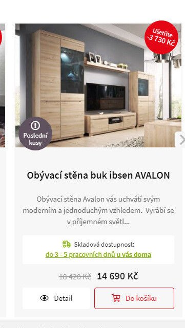 Obývací stěna buk ibsen AVALON