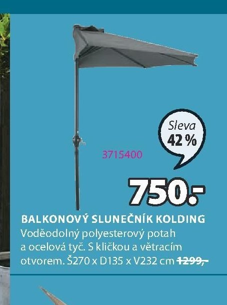 BALKONOVÝ SLUNEČNÍK KOLDING