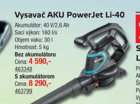 Vysavač AKU PowerJet Li-40