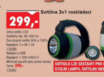 Svítilna 3v1 rozkládací