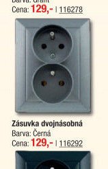 Zásuvka dvojnásobná Grafit