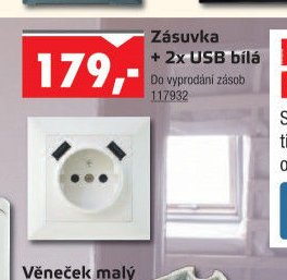 Zásuvka + 2x USB bílá