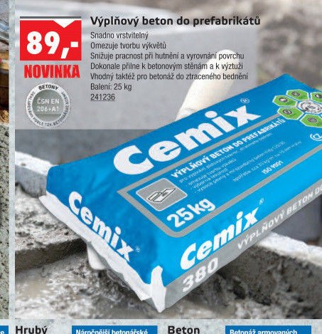 Výplňový beton do prefabrikátů