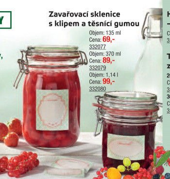Zavařovací sklenice s klipem a těsnící gumou