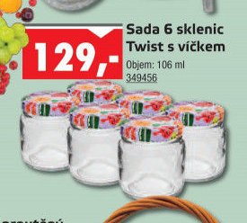 Sada 6 sklenic Twist s víčkem