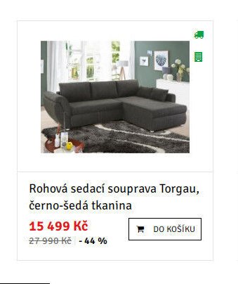 Rohová sedací souprava Torgau, černo-šedá tkanina