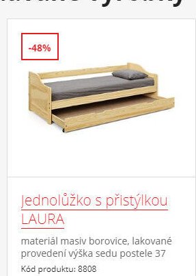 Jednolůžko s přistýlkou LAURA