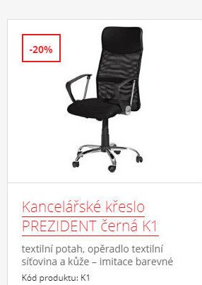 Kancelářské křeslo PREZIDENT černá K1