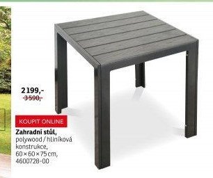 Zahradní stůl, polywood / hliníková konstrukce, 60x60x75 cm, 4600728-00