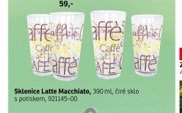 Sklenice Latte Macchiato, 390 ml, čiré sklo s potiskem