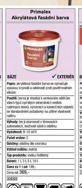 Primalex Akrylátová fasádní barva