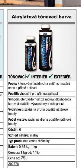 Akrylátová tónovací barva