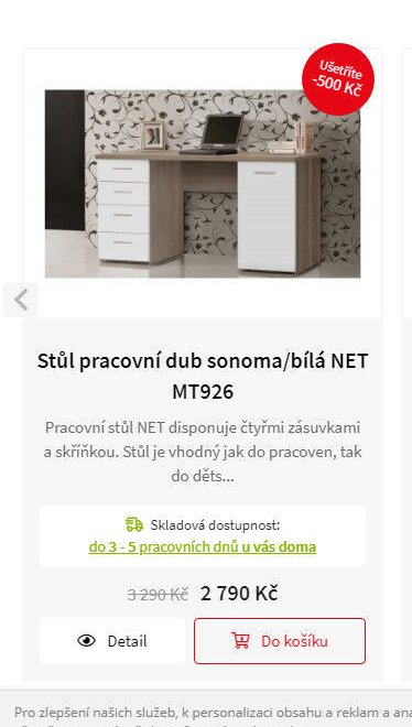Stůl pracovní dub sonoma/bílá NET MT926