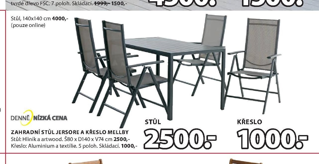 Zahradní stůl JERSORE a křeslo MELLBY