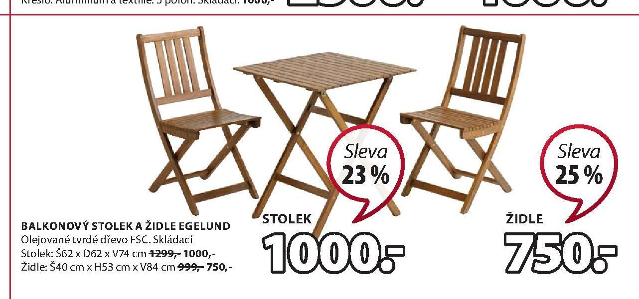 Balkonový stolek a židle EGELUND