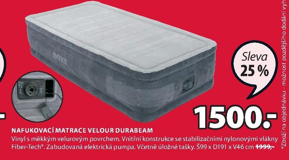 Nafukovací matrace VELOUR DURABEAM