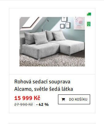 Rohová sedací souprava Alcamo, světle šedá látka
