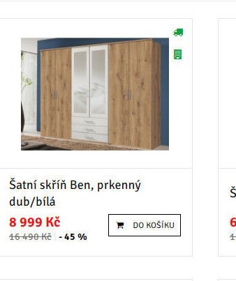 Šatní skříň Ben, prkenný dub/bílá