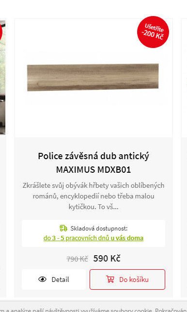 Police závěsná dub antický MAXIMUS MDXB01