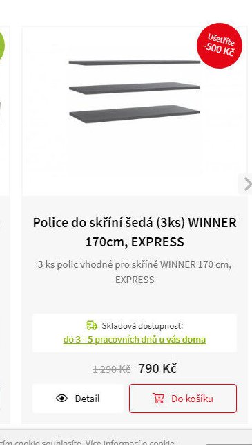 Police do skříní šedá (3ks) WINNER 170cm, EXPRESS