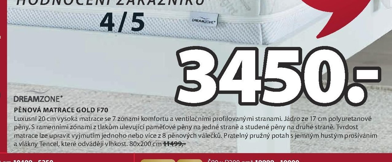 Dreamzone pěnová matrace GOLD F70