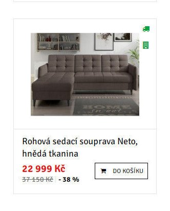 Rohová sedací souprava Neto, hnědá tkanina