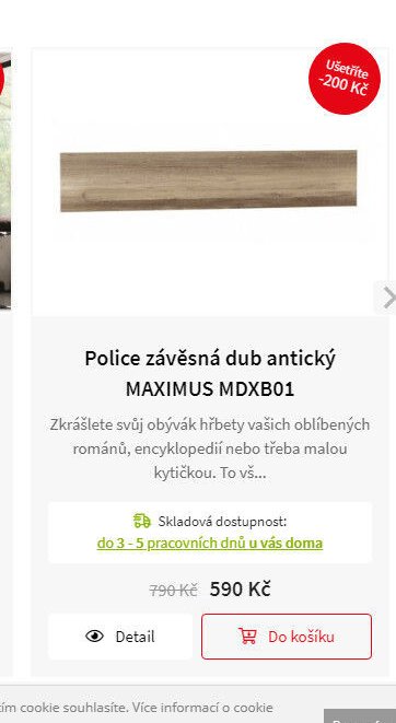 Police závěsná dub antický MAXIMUS MDXB01