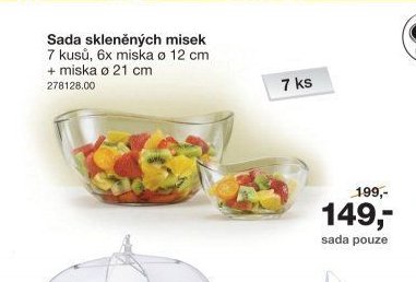 Sada skleněných misek