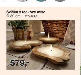 Svíčka v teakové míse