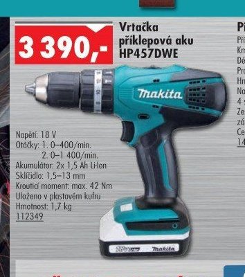 Vrtačka příklepová aku HP457DWE