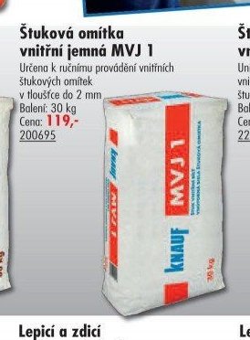 Štuková omítka vnitřní jemná MVJ 1