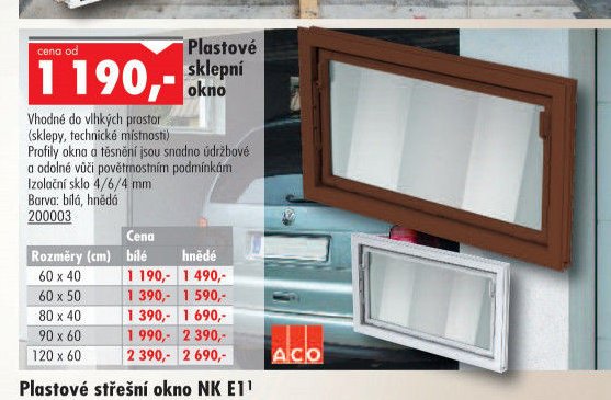 Plastové sklepní okno