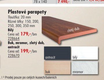 Plastové parapety